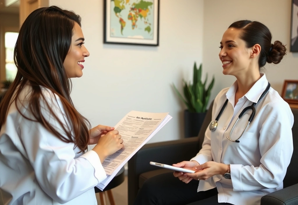 Nutrizionista che offre consulenza personalizzata a un cliente in un ambiente professionale